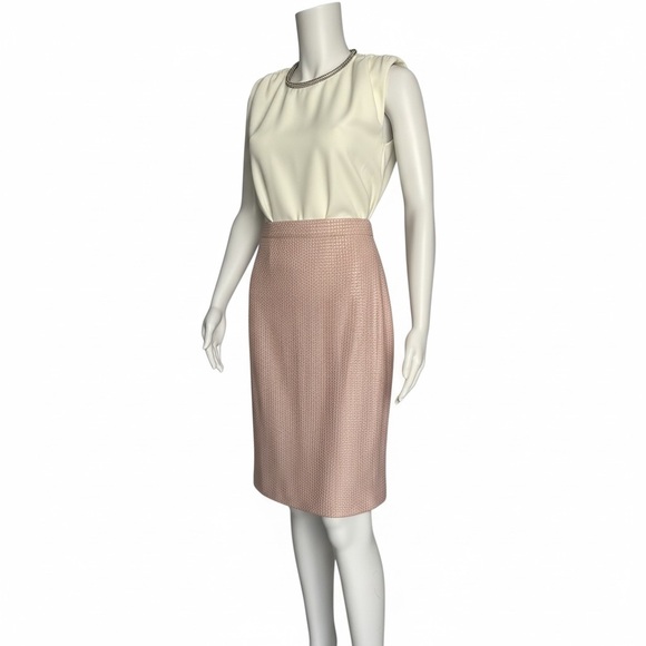 St John Santana Knit Blush Pink Metallic Pencil Skirt Size 8 Classic - Picture 5 of 8